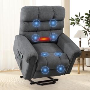 Large Power Lift Recliner with Massage and Heat