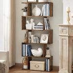 VASAGLE 5-Tier Rustic Brown Bookcase & Room Divider
