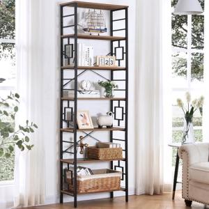 HOMISSUE 84" Industrial Tall Bookshelf with Metal Frame