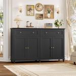 Black Buffet Cabinet with Storage and Display 55