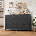 Black Buffet Cabinet with Storage and Display 55