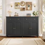 Black Buffet Cabinet with Storage and Display 55