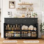 Black Buffet Cabinet with Storage and Display 55