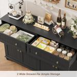Black Buffet Cabinet with Storage and Display 55