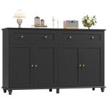 Black Buffet Cabinet with Storage and Display 55