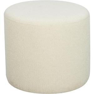 Elegant 19” Round White Boucle Ottoman Footrest