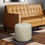 Elegant 19” Round White Boucle Ottoman Footrest