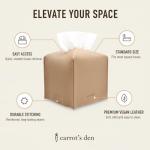 Beige PU Leather Tissue Box Cover Holder