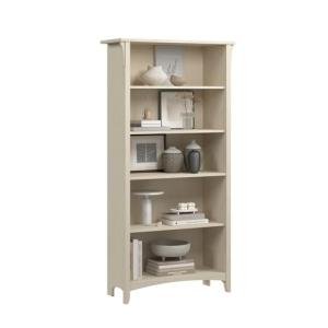 Tall Antique White 5-Shelf Bookcase for Any Room