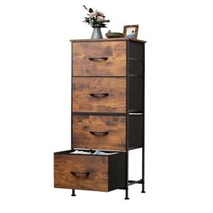 4-Drawer Fabric Dresser Tower with Wood Top