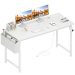 White 47-Inch Computer Desk with Charging Station