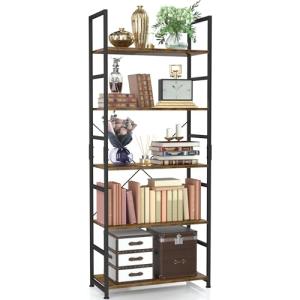 NUMENN 5-Tier Vintage Bookshelf for Home or Office