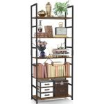 NUMENN 5-Tier Vintage Bookshelf for Home or Office
