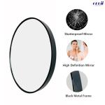 Black 24-Inch Round Wall Mirror with Metal Frame
