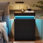Modern Nightstand with Charging Station and LED Lights