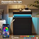 Modern Nightstand with Charging Station and LED Lights