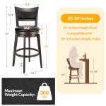 Swivel Bar Stools - Set of 4, 24 Inch Black