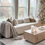 Cream Velvet Curved Back 3-Seater Sofa