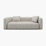 Cream Velvet Curved Back 3-Seater Sofa