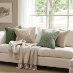 Boho Sage Green Corduroy Throw Pillow Covers - Set of 2