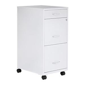 Mobile White File Cabinet with 3 Drawers