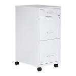 Mobile White File Cabinet with 3 Drawers