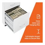 Mobile White File Cabinet with 3 Drawers