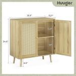 Stylish Natural Buffet Cabinet with Rattan Doors