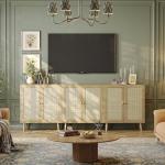 Stylish Natural Buffet Cabinet with Rattan Doors