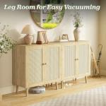Stylish Natural Buffet Cabinet with Rattan Doors