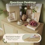 Stylish Natural Buffet Cabinet with Rattan Doors