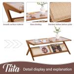 Boho Rattan Coffee Table with Storage Options