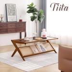 Boho Rattan Coffee Table with Storage Options