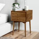 Harper Mid-Century Oak Wood Nightstand with 2 Drawers
