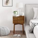 Harper Mid-Century Oak Wood Nightstand with 2 Drawers