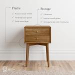Harper Mid-Century Oak Wood Nightstand with 2 Drawers