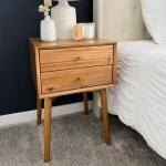 Harper Mid-Century Oak Wood Nightstand with 2 Drawers