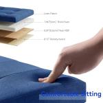 Blue Foldable Storage Ottoman with Wooden Feet