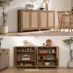 Boho Rattan Sideboard Cabinet with Storage