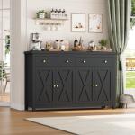 Stylish Black Sideboard Buffet Cabinet with Storage