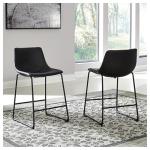 Modern Black Counter Height Bucket Barstools - 2 Pack