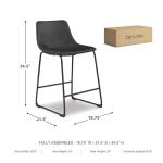 Modern Black Counter Height Bucket Barstools - 2 Pack