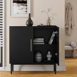 Stylish Black Storage Cabinet with Doors