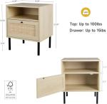 Natural Rattan Nightstand Set of 2 - Boho Style