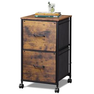 Rustic Brown 2-Drawer Rolling File Cabinet