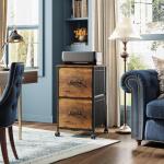 Rustic Brown 2-Drawer Rolling File Cabinet