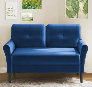 Blue Velvet Loveseat Sofa for Small Spaces
