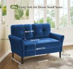 Blue Velvet Loveseat Sofa for Small Spaces