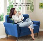 Blue Velvet Loveseat Sofa for Small Spaces