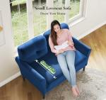 Blue Velvet Loveseat Sofa for Small Spaces